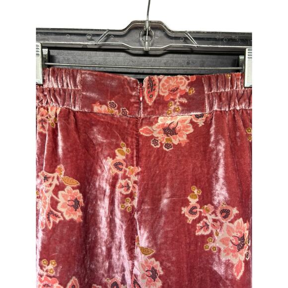 NEW NWT Hutch Dusty Rose Velvet Floral Burnout Wide Leg Trouser Pants - S - Picture 5 of 9